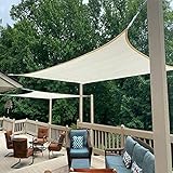 Amazon Brand - Umi Sonnensegel Sonnenschutz Rechteckig HDPE 2x4m,95% UV Schutz mit Seilen für Außenbereich Terrasse und Garten - Creme