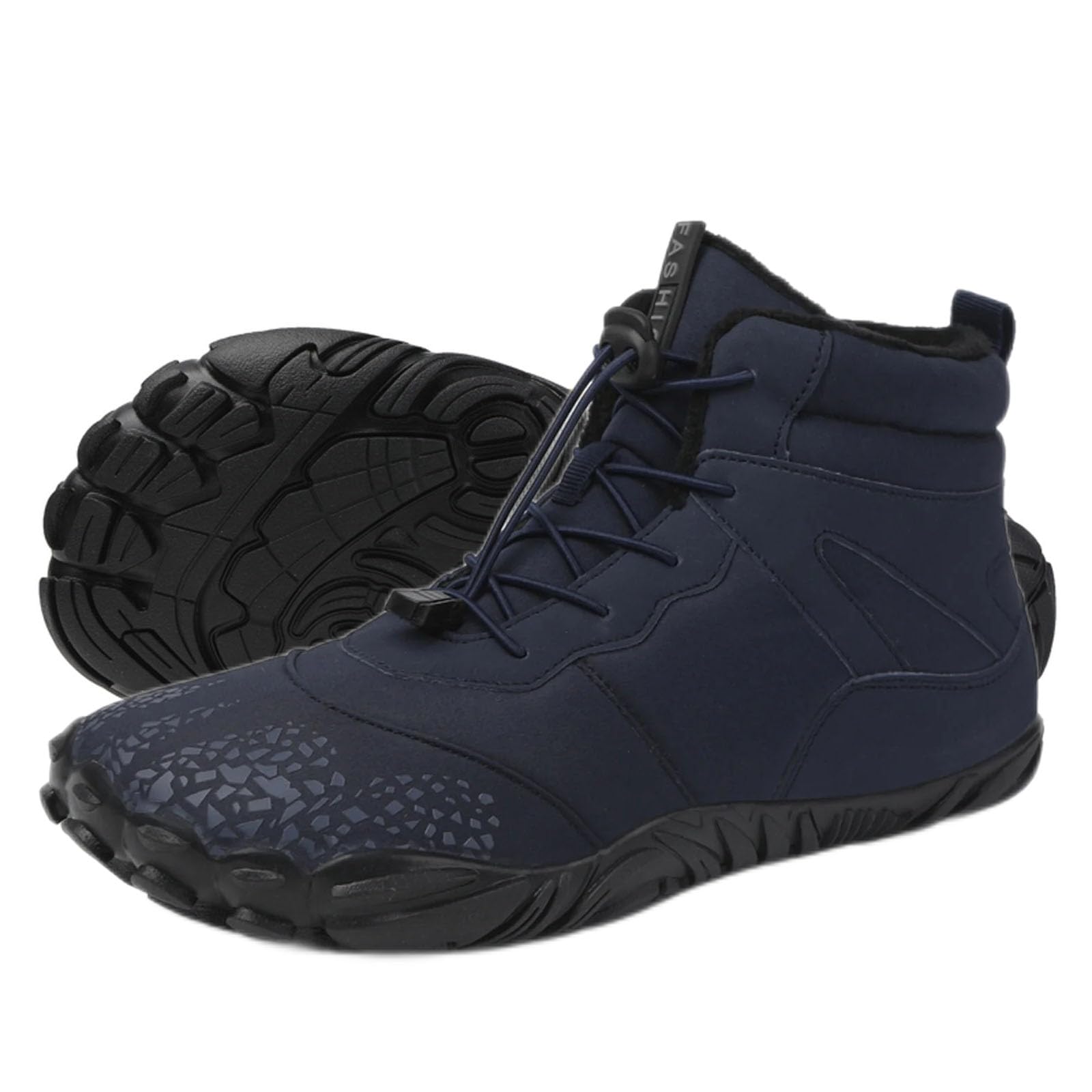 SECHRITE Mens Womens Barefoot Minimalist Shoes Zero Drop Sole Trail Running Five Fingers Sneakers Wide Toe Box Parkour Athletic Hiking Exercise Jogging Trekking Toes Sneakers Workout Footwear Navy 42