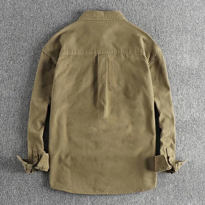 Chemise vêtement de travail homme coton délavé ample mi-saison confortable - 3