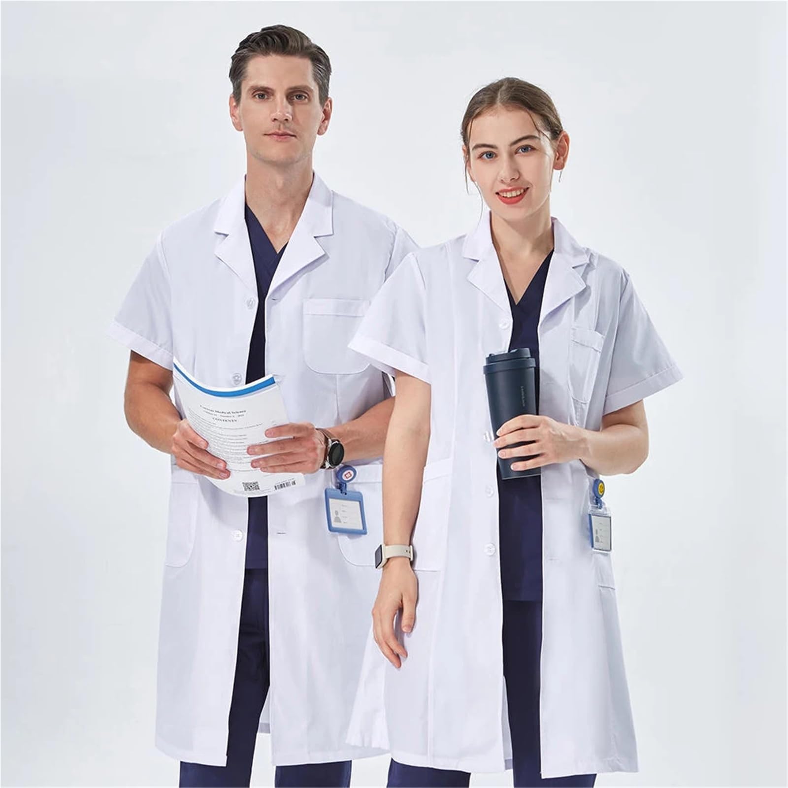 Bata de Laboratorio Blanca económica for Mujeres, Hombres, Estudiantes, Profesionales de la Salud, Enfermeras, de Manga Larga, Bata de Trabajo médica.