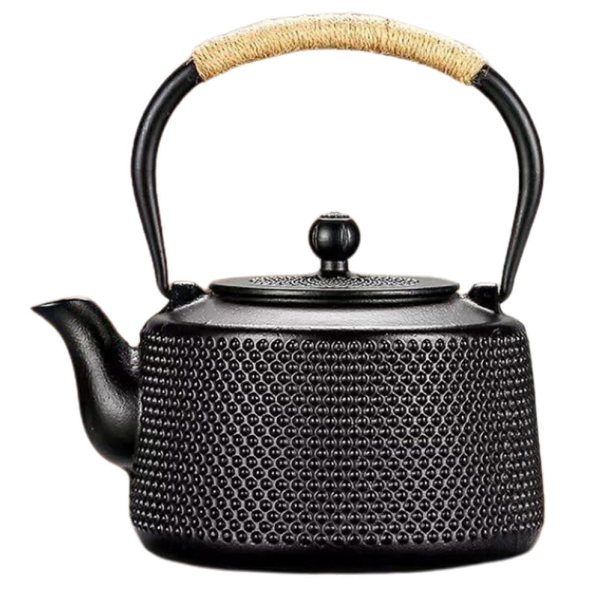 Toyvian Théière en Fer Tetsubin 900ml Infuseur à Feuilles de Thé, Style Japonerie Rétro, Petite Théière Pratique pour Maison et Salon de Thé