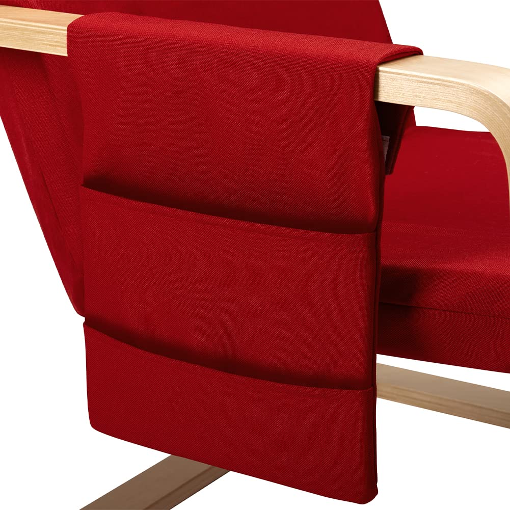 BAKAJI Silla Mecedora de Madera de Abedul con Revestimiento de algodón Acolchado de Esponja de altísima Densidad, sillón oscilante Relax con Bolsa de 2 Compartimentos y cojín, Asiento ergonómico