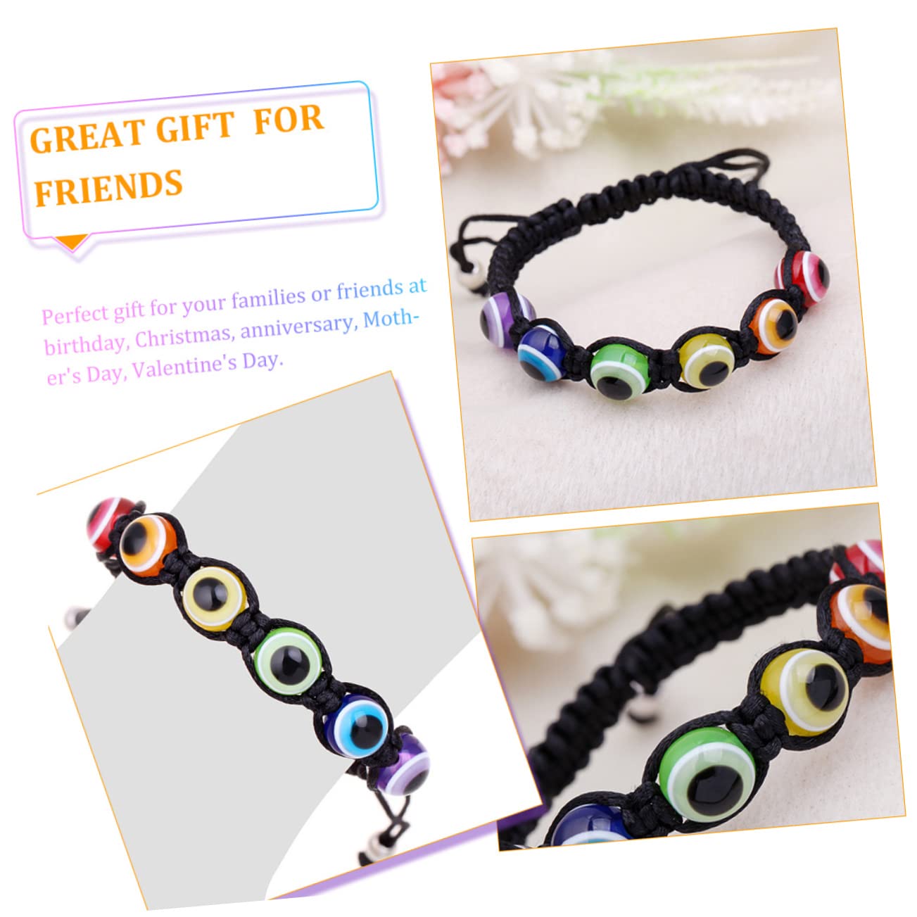 GALPADA 2 Uds Pulseras De Mujer Decoración De Yoga Pulseras Trenzadas Para Hombres De Cuerda De Mal De Ojo Azul Pulsera De Cuentas De Mal De Ojo Pulsera Trenzada Hecha A Mano
