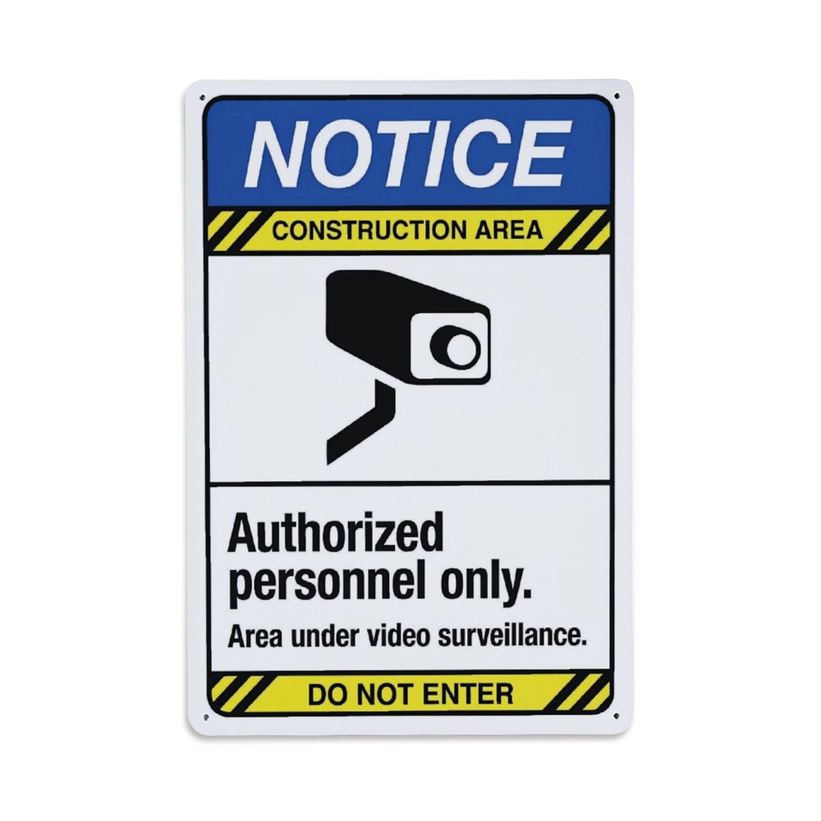 Construction Area Video Surveillance Notice Security Wall Decor Sign Vintage Aluminium Metal Sign, Retro Wall Decor for Home, Bar, Garage & Farmhouse 30x20cm