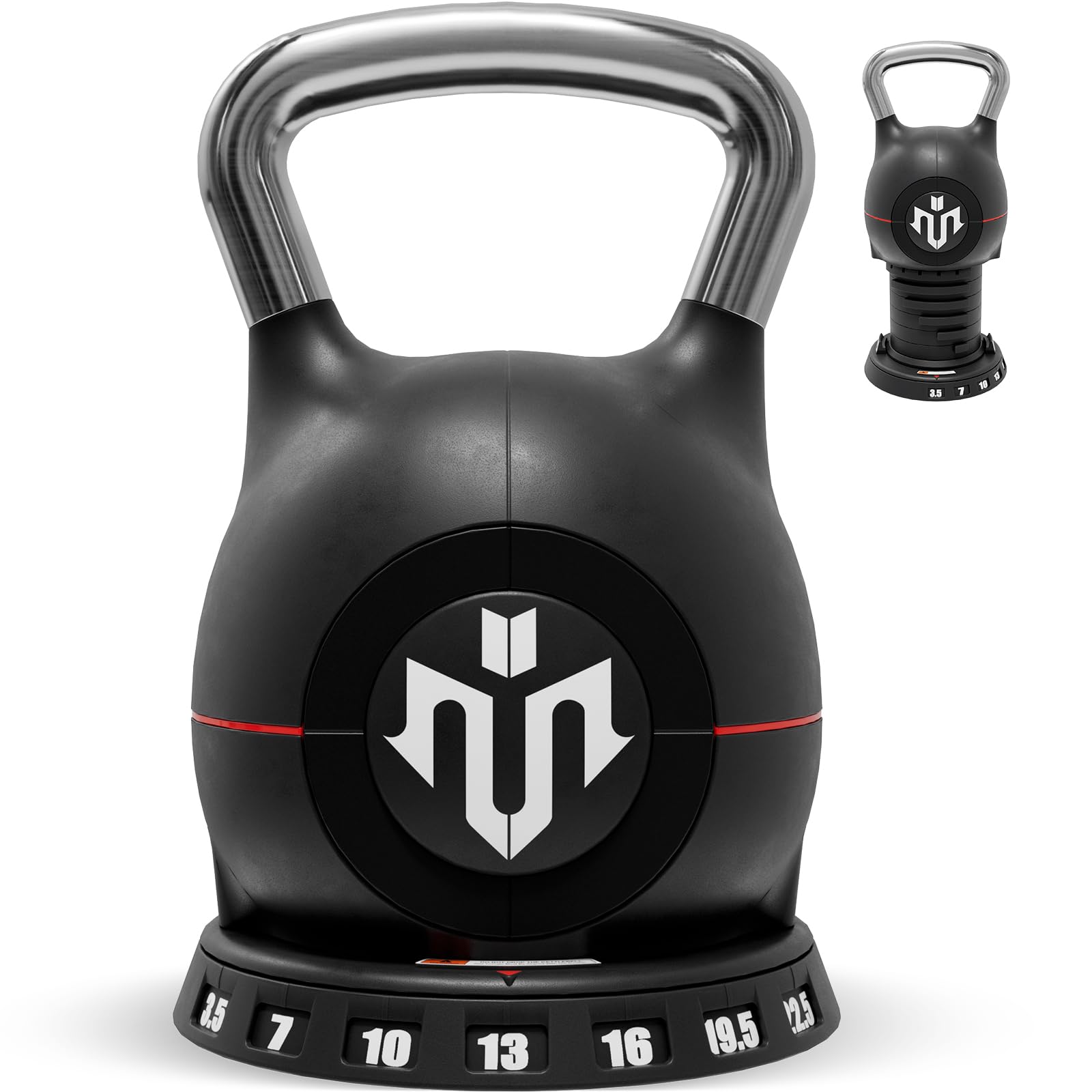 Mikolo Kettlebell, 7-in-1 Adjustable Kettlebell with 7 Weight Levels (3.5-22.5lbs), Die-Cast Aluminum and ABS Material, Quick Adjustment Weights with Safety Locking System for Full Body Strength