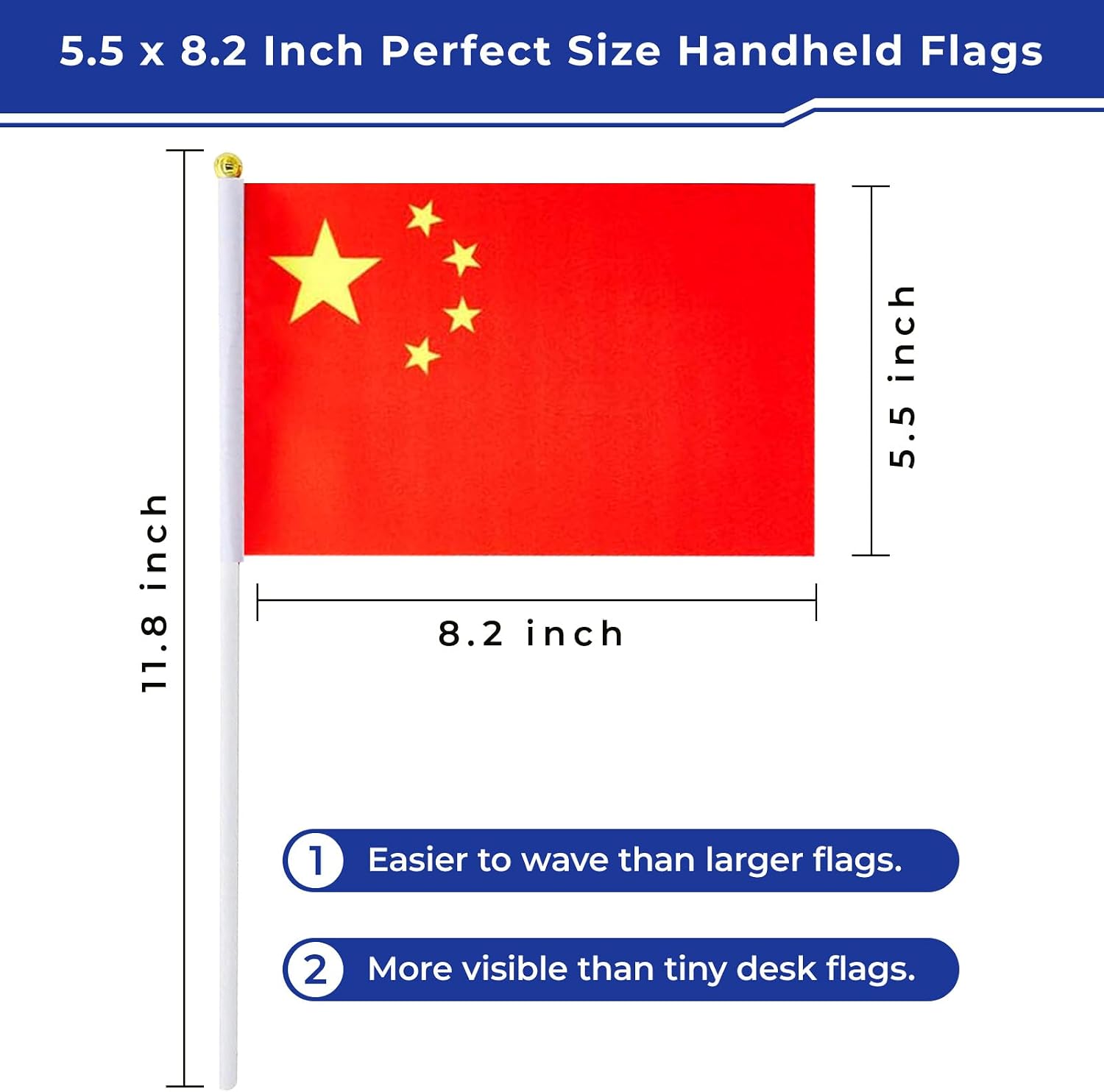 ZDSSM China Flags on Stick 12 Pack, Small Handheld Chinese Flag for Parades image 2