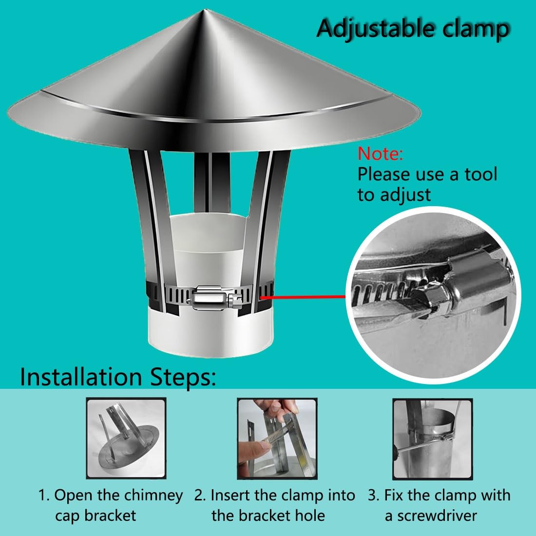 Sombreros Para Chimeneas, Tapa De Lluvia De Techo Redonda De Acero Inoxidable 304, Cubierta De Escape Para Chimenea Con Guantes, Para Estufas De Leña(19 cm/7.48 in)