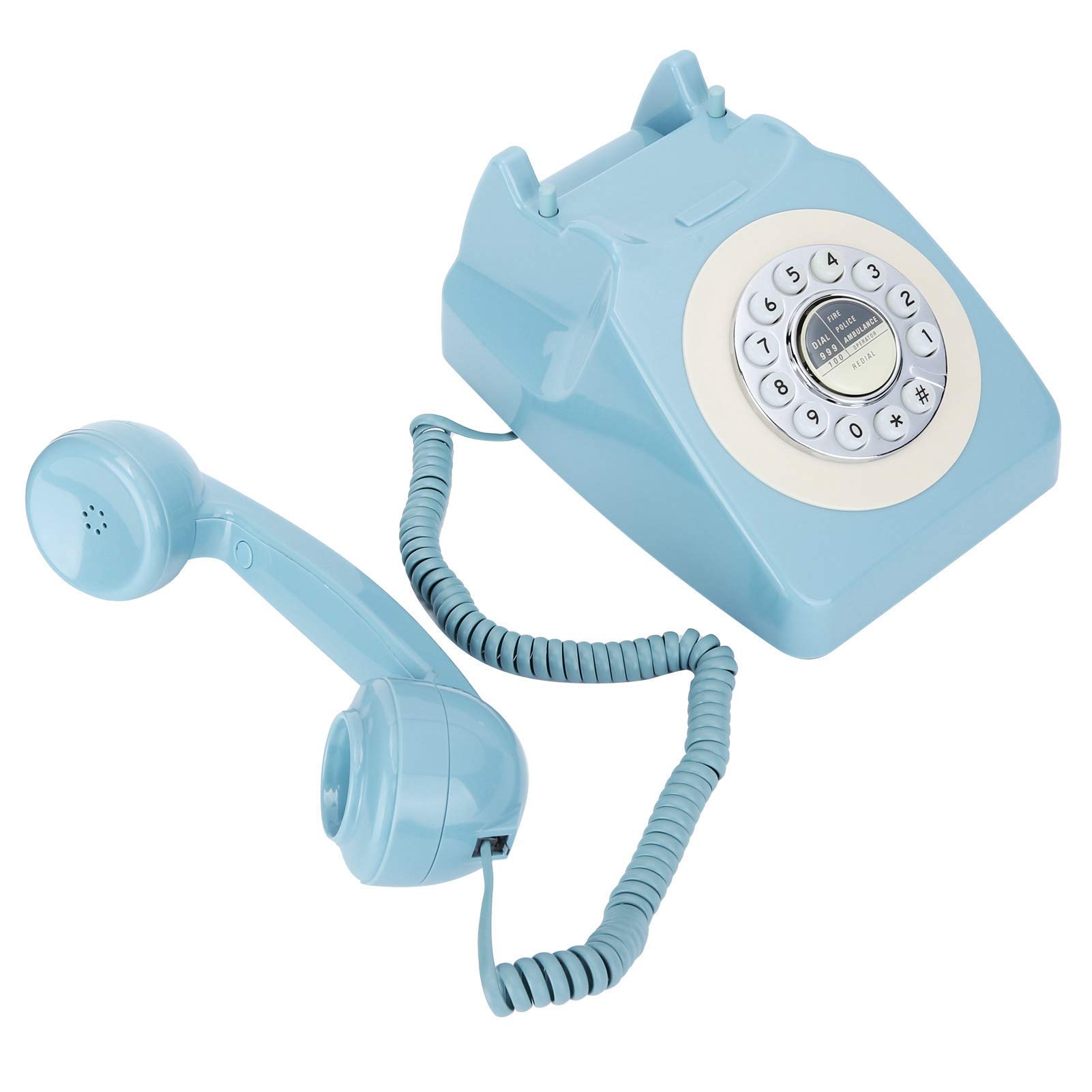Domowy przewodowy telefon stacjonarny z pojedynczą linią, niebieski biurowy, retro, telefony stacjonarne do domu ，Telefon w stylu vintage