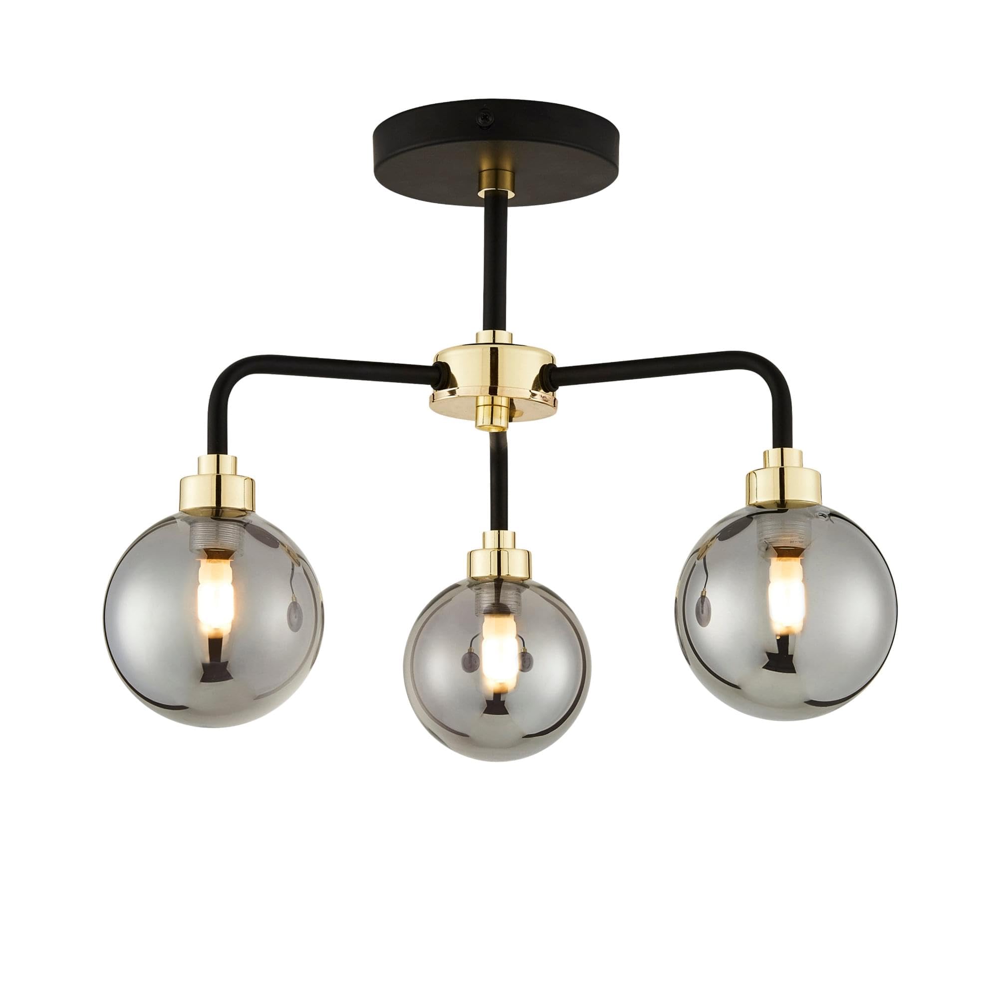firstchoicelighting Black Paint and Smoked Glass 3 Light