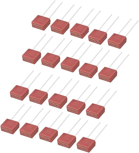 uxcell 20 piezas de fundición cuadrada en miniatura de soplado lado lento micro fusible T6.3A 6.3A 250V rojo