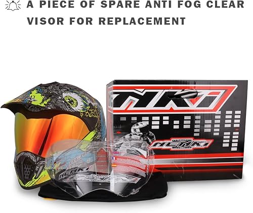 Miniatura 8 de Cascos Nenki Helmets de motocross y motocicleta que cubre todo el rostro. Casco NK-310, aprobado por DOT, con visera roja de iridio