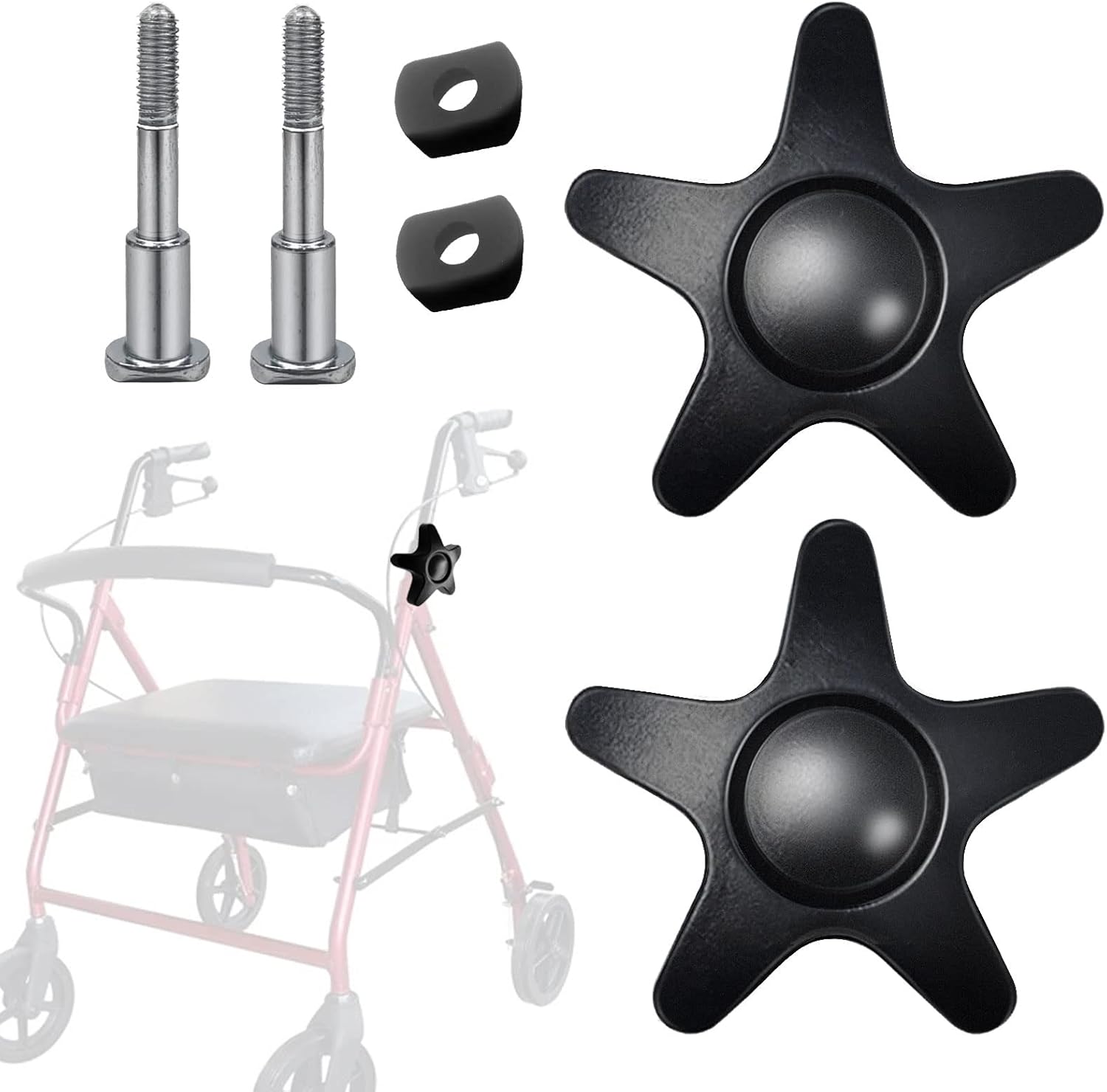 Pacify 2 Pack Replacement Adjustment Star Knobs for Rollator Walker