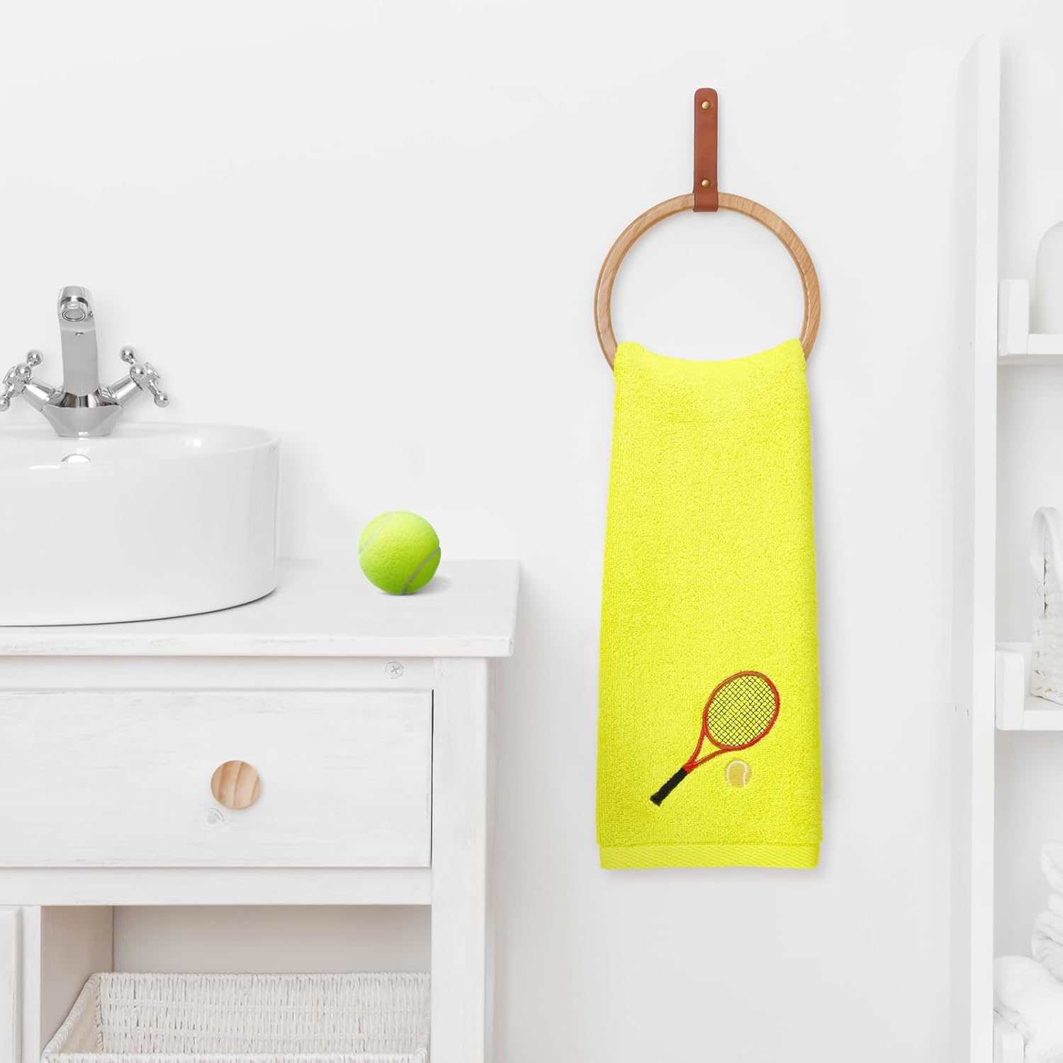 3pcs Tennis Hand Towels Cotton Embroidered Racket Love Bathroom Towels for Women Men Cotton Absorbent Soft Kitchen Towel Tennis Lover Gift for Player Team Sports, 14 x 29 Inch - Image 4