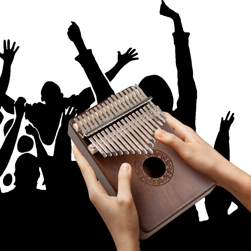 Kalimba fortepian kciukowy 17 klawiszy, Ucuber, przenośne, łatwe w obsłudze fortepian z grawerowanymi nutami, drewno mahoniowe, najlepszy prezent na Dzień Matki, Mbira Hurdy Gurdy dla dzieci, dorosłych, początkujących, profesjonalne