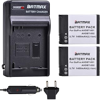 Batmax 2Pcs AHDBT-001 AHDBT-002 Battery + Wall Charger Plug with Car Charged for GoPro HD HERO2,GoPro Original HD Hero