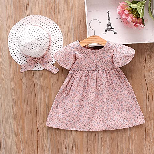 Mercatoo Vestido de verão para bebês meninas de 6 meses a 3 anos de manga curta com laço liso e chap