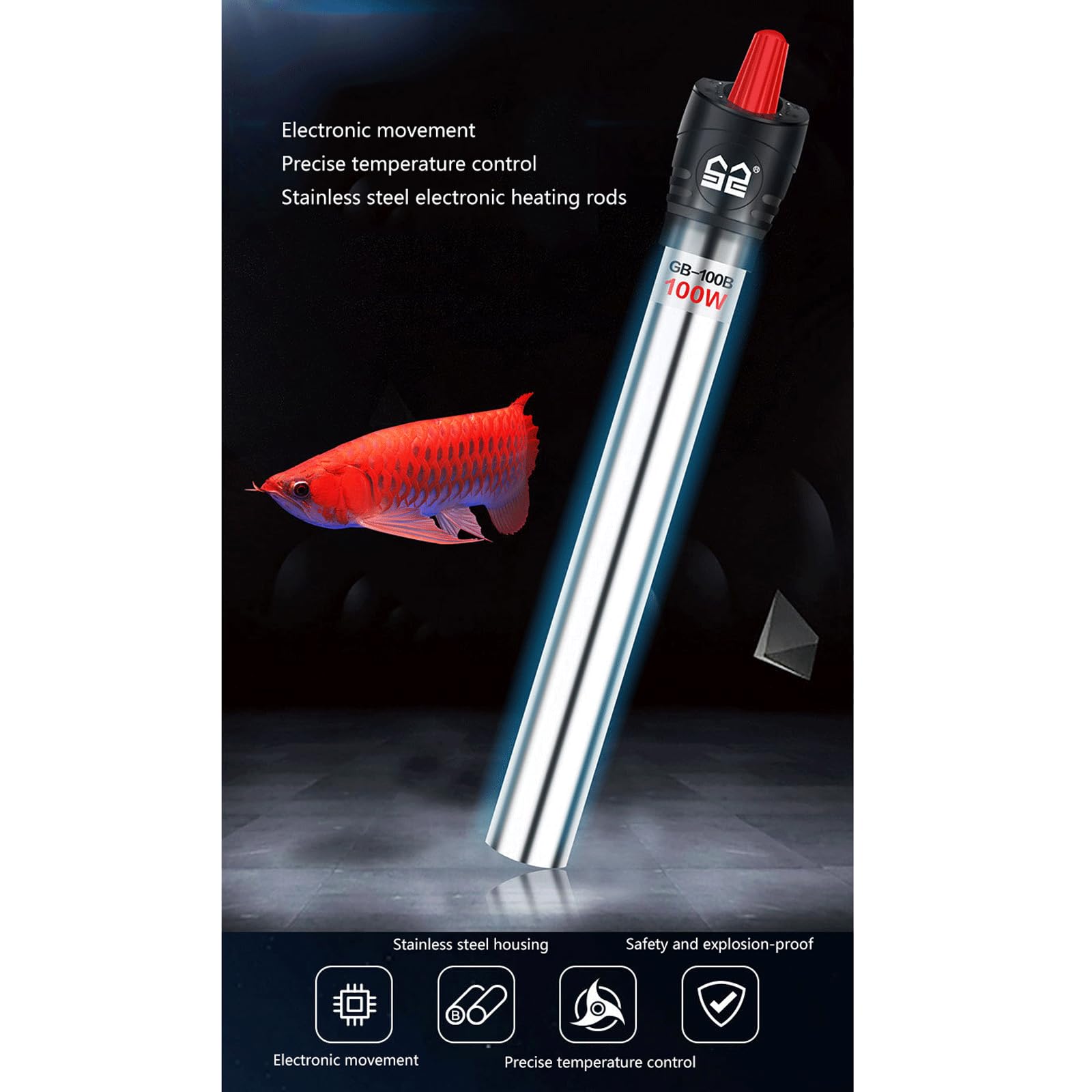 Asta riscaldante per Acquario Riscaldatore Automatico ad Alta Potenza a Temperatura costante per Acquario, 800 W