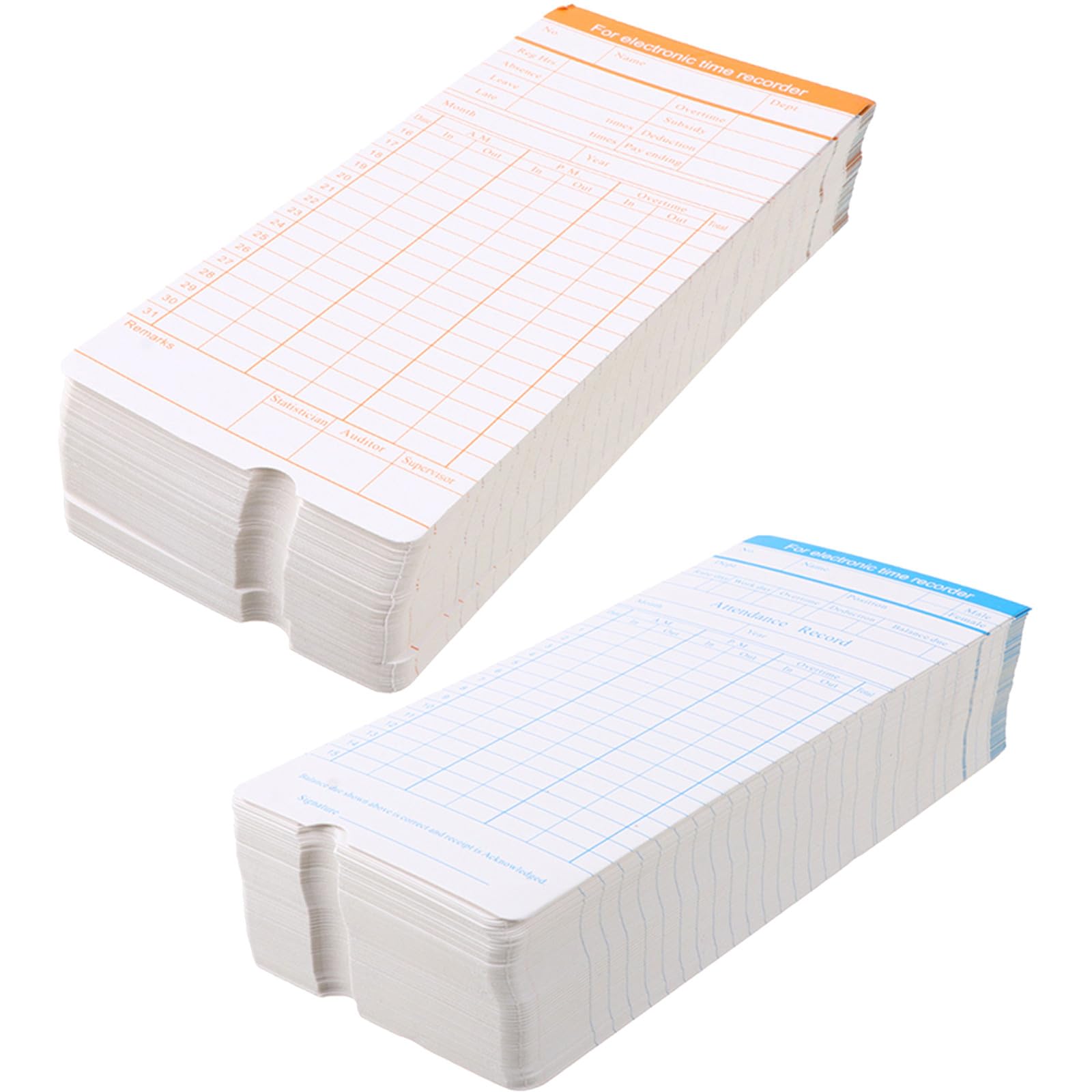 Tarjetas de Asistencia 200 Hojas para Empleados en Papel Cartón Simples y Resistentes para Registro Mensual en Oficina