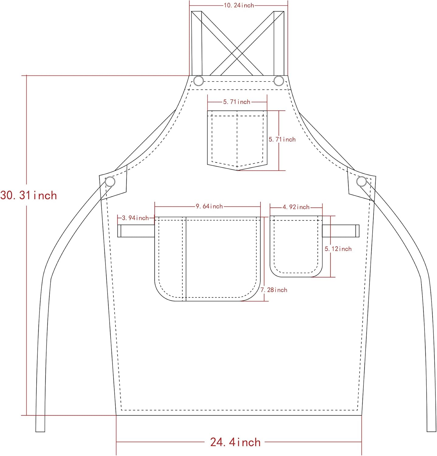 Unisex Denim Apron with Pockets for Cooking Craftsmen Jean Work Apron Cross Straps & Adjustable One-Size-Fits-Most - Image 4