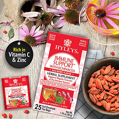 Hyleys Immunity Tea With Echinacea Goji Berry Flavor - 25 Tea Bags (1 Pack) - Support Your Immune System #TOP3
