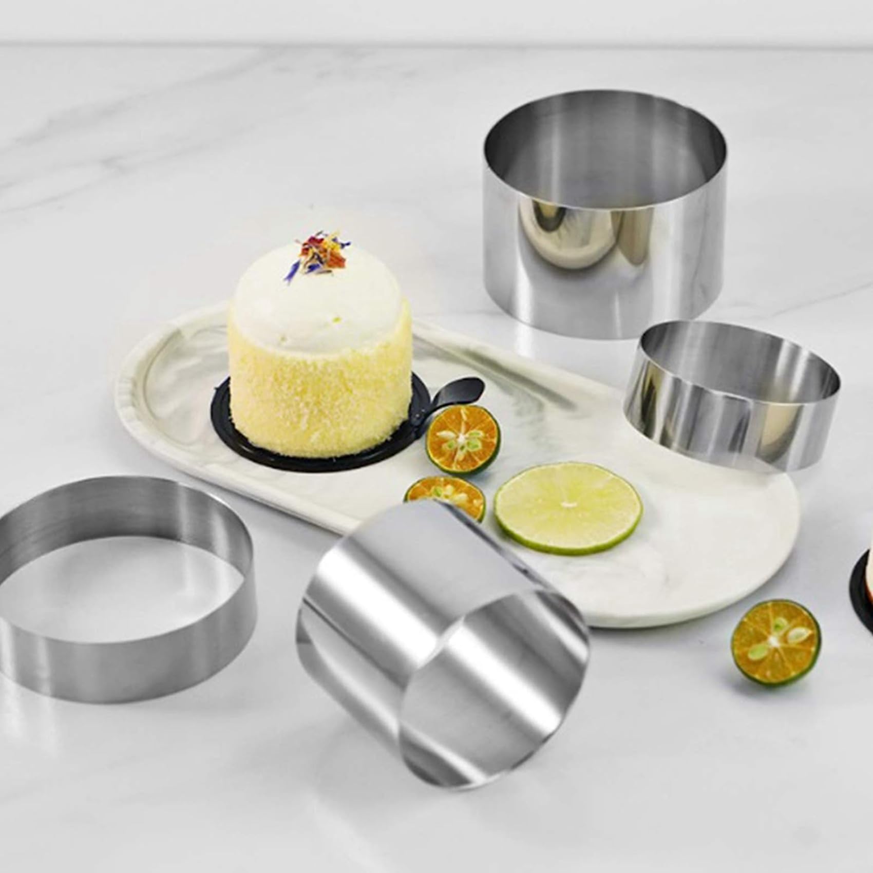 20x Stampo per Anelli Rotondi per Torta, Mini per Torta e Pasticceria per Alimenti Rotondo nel Acciaio Inossidabile, Set Stampi per Alimenti Dessert 2,4 Pollici