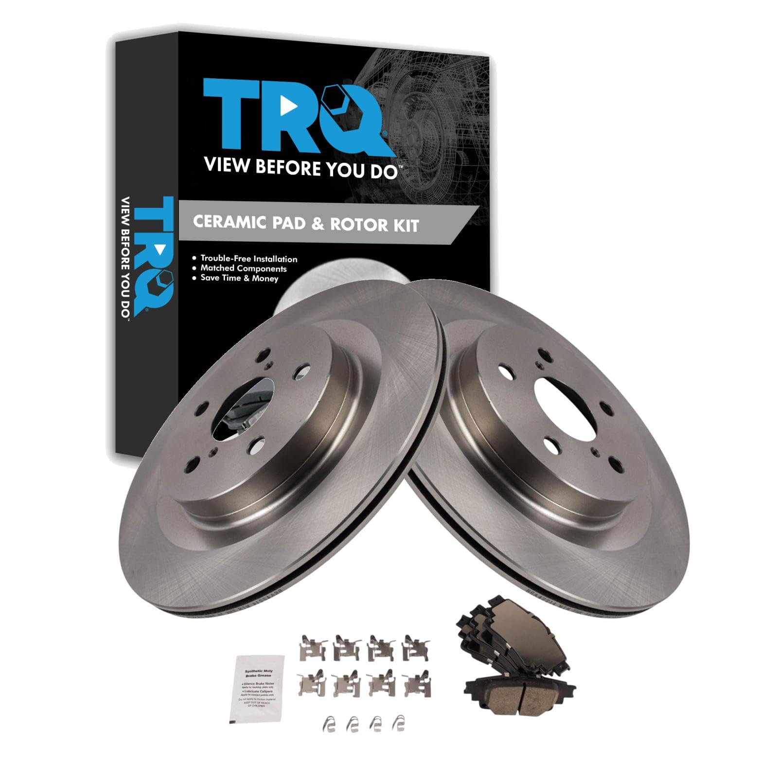 TRQ Rear Brake Pad and Rotor Set Ceramic Rotors Compatible with 2021-2022 Toyota Sienna