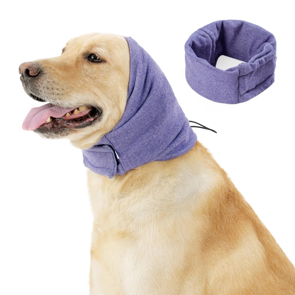 MiOYOOW Copertura per orecchie senza lembo per cani, facile da pulire, con autoadesivo regolabile, per alleviare l'ansia del cane, per scaldare il collo