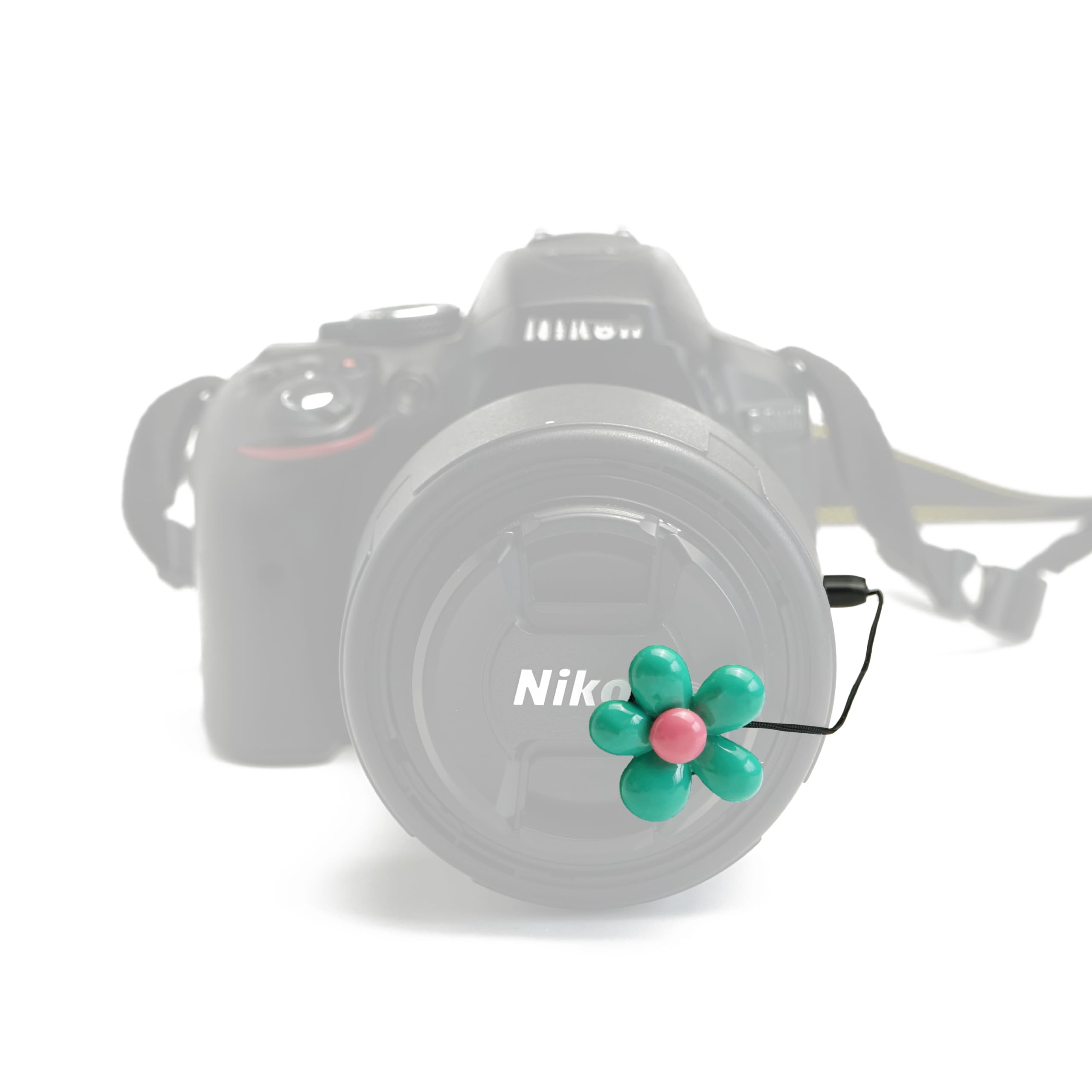 Flower Camera Lens Caps Keeper Protector Holder for Canon, Nikon, Sony DSLR and Mirrorless Camera Decoration (Green)