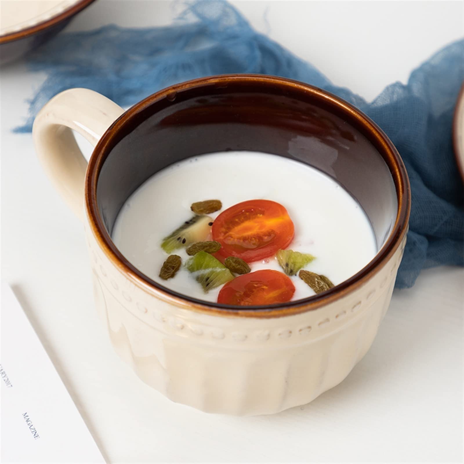 Reise-Kaffeetasse 700 ml Frühstückstasse mit großer Kapazität, Mikrowelle, Keramikbecher, Haushaltsmüsli, Milchbecher, Müslischale Kaffeebecher