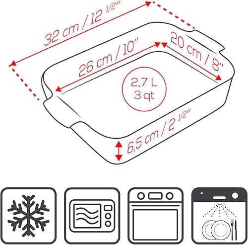 Miniatura 11 de Peugeot - Appolia - Plato rectangular para horno - Panadero de cerámica con asas - Crudo 13 x 11 x 3 pulgadas Ecru,Azul,Pizarra,Rojo