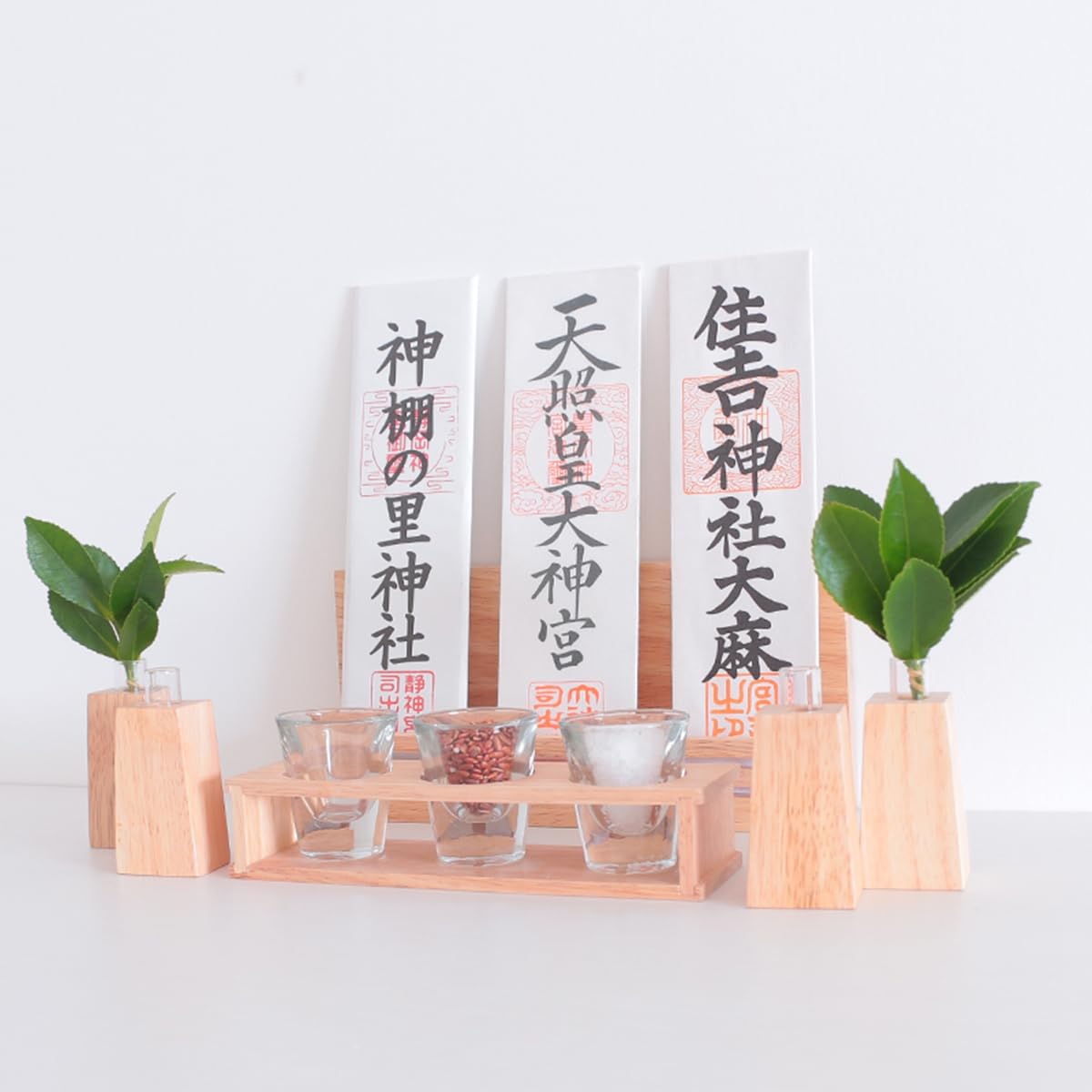 神棚 神具 モダン 神具膳 Lotus glass シンプル おしゃれ モダン神具 ラバーウッド お供え お祀り 水 米 塩 入れ物 お供え お祀り