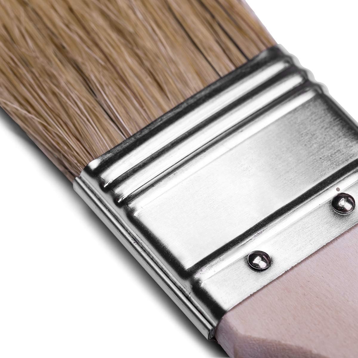 M7 Set di 5 Pennelli Piatti 2″ (circa 50 mm) Serie 30 – Pennelli per Vernice con Setole Sintetiche Chiare – Manico in Legno Naturale – Ghiera in Acciaio