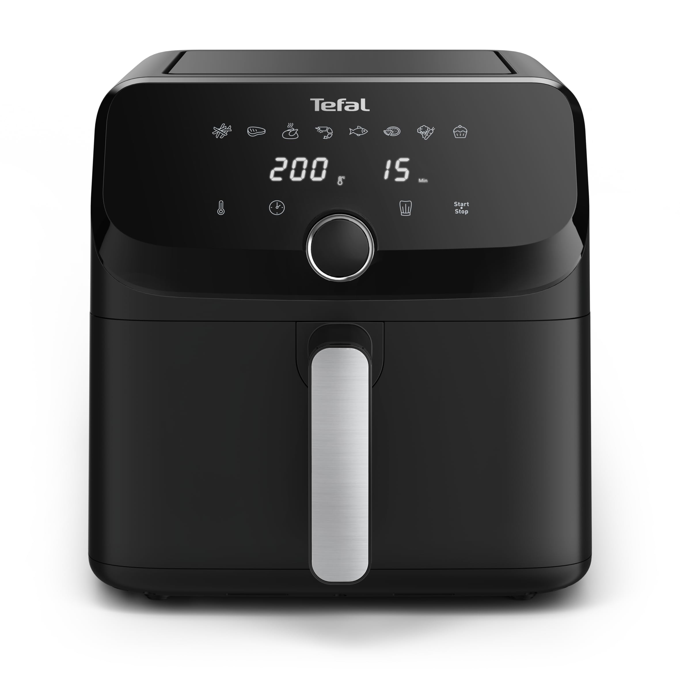 Tefal Easy Fry Mega Heißluftfritteuse, 7,5 Liter Fassungsvermögen, bis zu 8 Personen, 99% weniger Fett, 8 automatische Gareinstellungen, digitales Display, spülmaschinengeeignet, Schwarz, EY8558E0