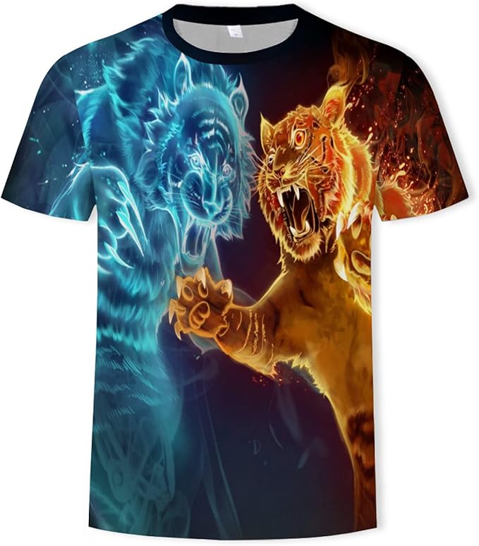 Camiseta Con Estampado De Tigre En 3D Para Hombre