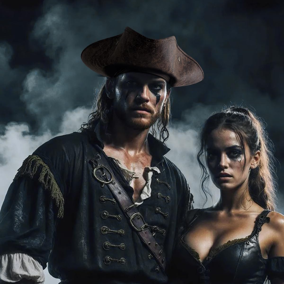 L'VOW Adult Pirate Hat Colonial Tricon Hat for Women Men Halloween Costume Accessory - Image 5