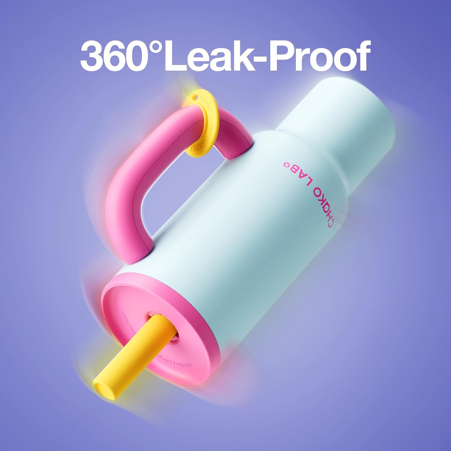 CHAKO LAB BaWang Insulated Stainless Steel Tumbler | Tumbler with Handle and Straw 33oz | Cup Holder Friendly for Travel | Leakproof Water Bottle | BPA-Free | 316 stainless steel liner| pink&blue - Image 7