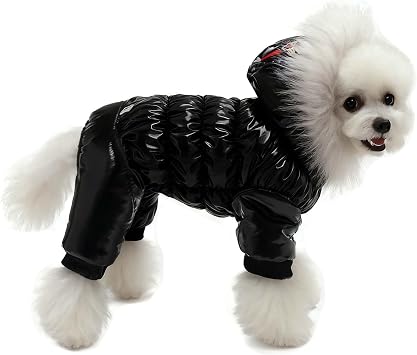 Waterproof Pet Clothes for Dog Winter Warm Jacket Coat Dog Hooded Jumpsuit SnowsuitXXL, Black