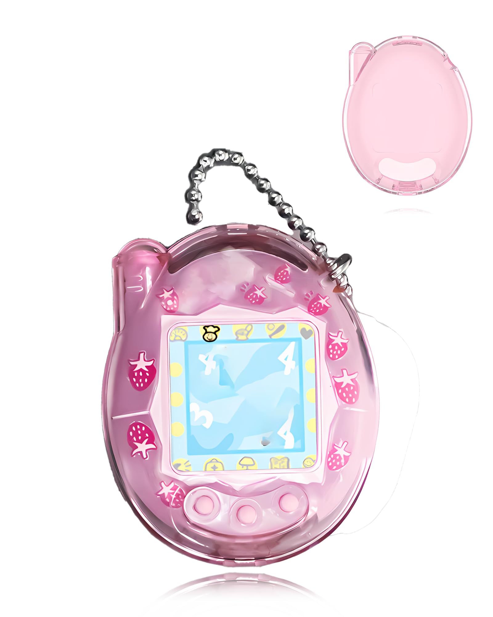 Case for Tamagotchi Connection Digital Pet,daunke Soft PC Cover,Lightweight Shockproof,Anti-Scratch,All-Around Protection,Transparent Pink