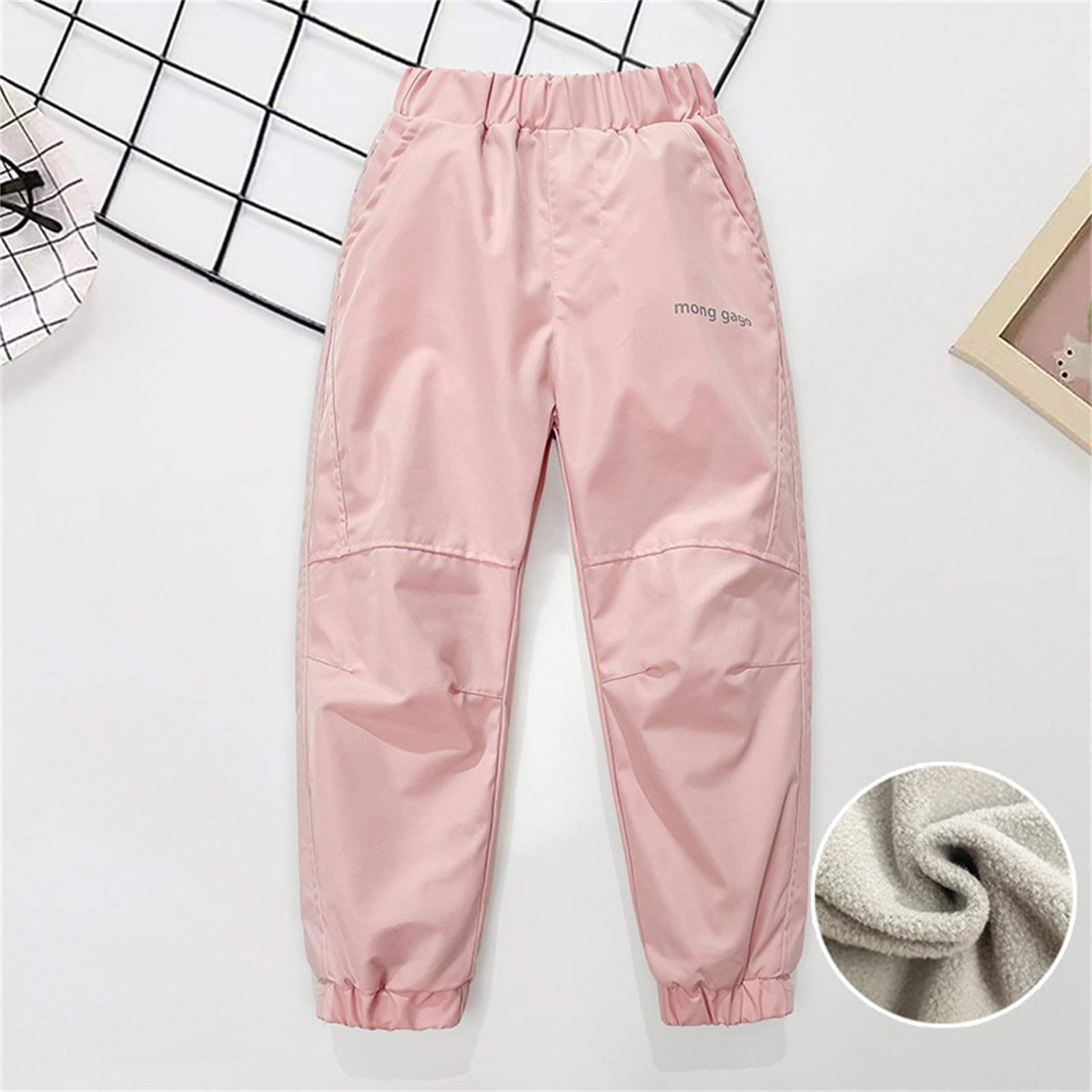 Kinder Softshellhose mit Fleece Gefüttert, Skihose Mädchen Elastische Taille Schneehose Wasserdicht Winddichte Warm Winterhose