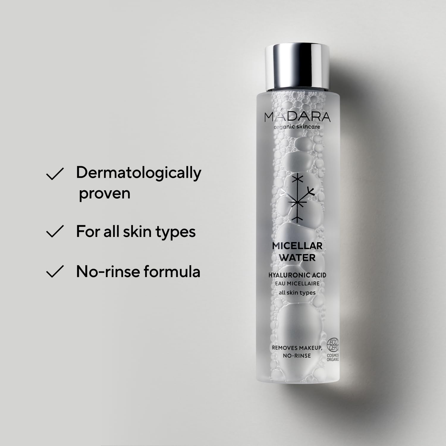 MÁDARA Organic Skincare | Acqua micellare - 400 ml, detergente senza risciacquo, formulato con acido ialuronico, succo di aloe vera ed estratto di radice di peonia, vegano, certificato Ecocert