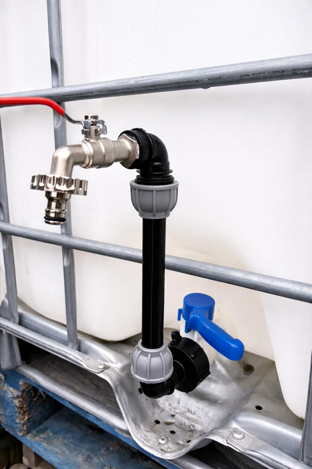 Cost Wise Black Swan Neck Ibc Tank Riser Kit 30Cm Tap Extension, Fits 2" S60 X 6 Outlet, Easy Filling For Buckets & Watering Cans, Includes Mdpe Fittings, Tank Adaptor, Tap & Ptfe Tape (Lever Tap+Quick Connector)