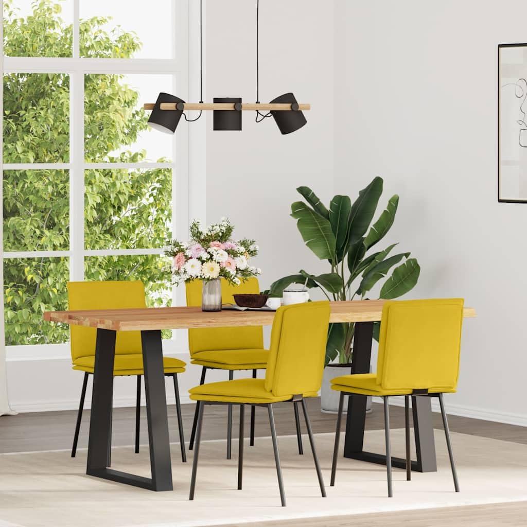 Generisch Set di 4 sedie da pranzo in velluto giallo