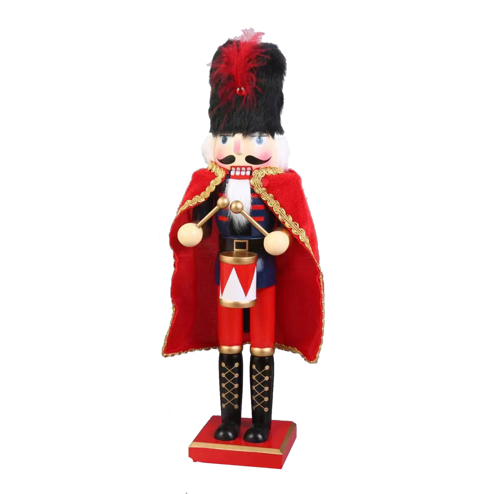 Kalttoy Christmas Nutcrackers Soldier Ornament Wood Figures Model Holiday Party Desktop Decor 38cm Soldiers Puppet with Cloak Christmas Nutcrackers