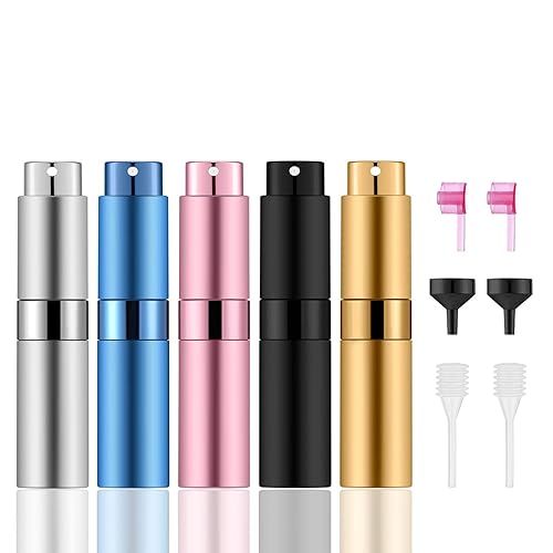 Miniatura 8 de KOIBITO 5 botellas atomizadoras de perfume 03fl oz mini botella de pulverización de colonia vacía mini atomizador líquido recargable para colonia