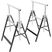 2-Pack Metal Saw Horses, Each Saw Horse 220 lbs Capacity, 31.1-51.18in Adjustable Height Sawhorsesc with Quick Snap Fastener for Woodworking Workshops, Construction Sites