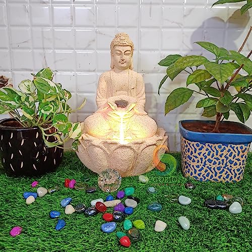 Image of Decorative Table Top Water Fountain for Home Decor /Office /Indoor & Outdoor /Garden /Puja Room /Vaastu with Multicolor LED Light and Adjustable Water Pump (D-030)