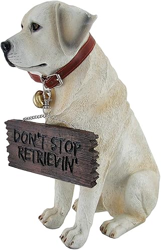 Miniatura 3 de Labrador Retriever - Estatua de jardín con letrero de bienvenida reversible, figura de perro de resina, decoración de laboratorio pintada a mano