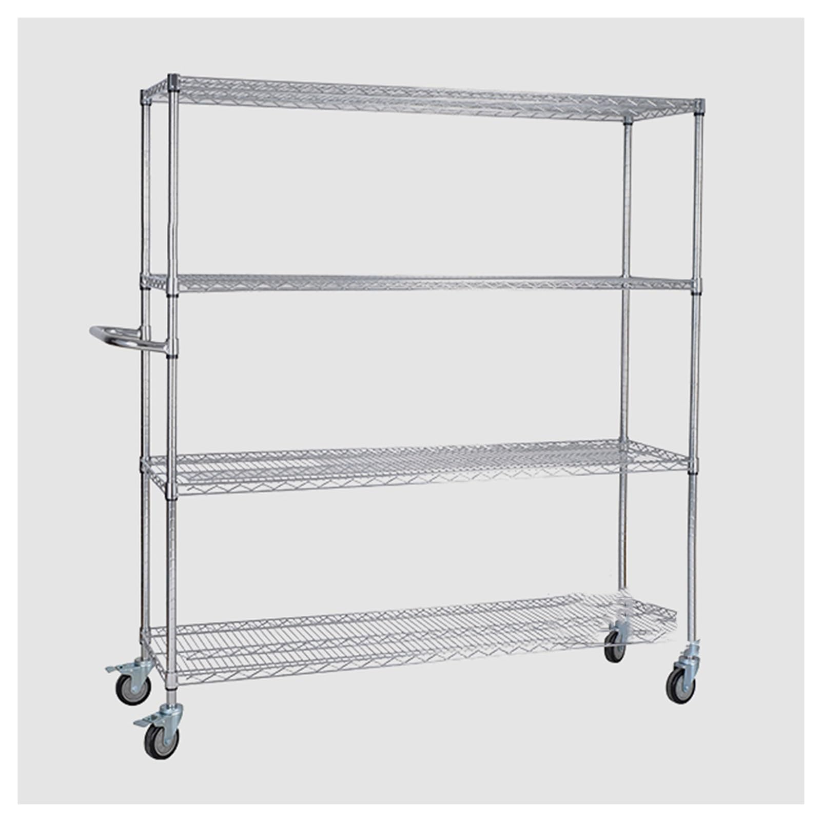 Carrello Multifunzionale A 4 Livelli in Acciaio Inox Carrello di Stoccaggio dal Design Meccanico Triangolare Arrello Rotante dal Design A Pannelli Scheletrici Carrello di Servizio per Catering con Ruo