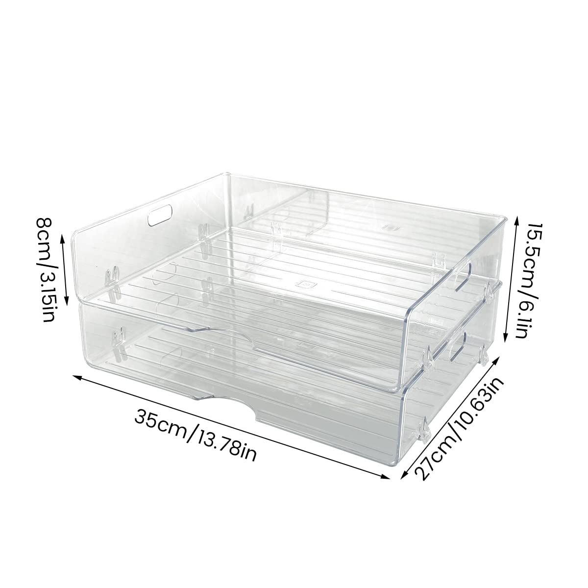 Lot de 2 boîtes de Rangement Transparentes et empilables avec couvercles pour Bureau, Format A4, pour Documents, Livres, Salle d'étude