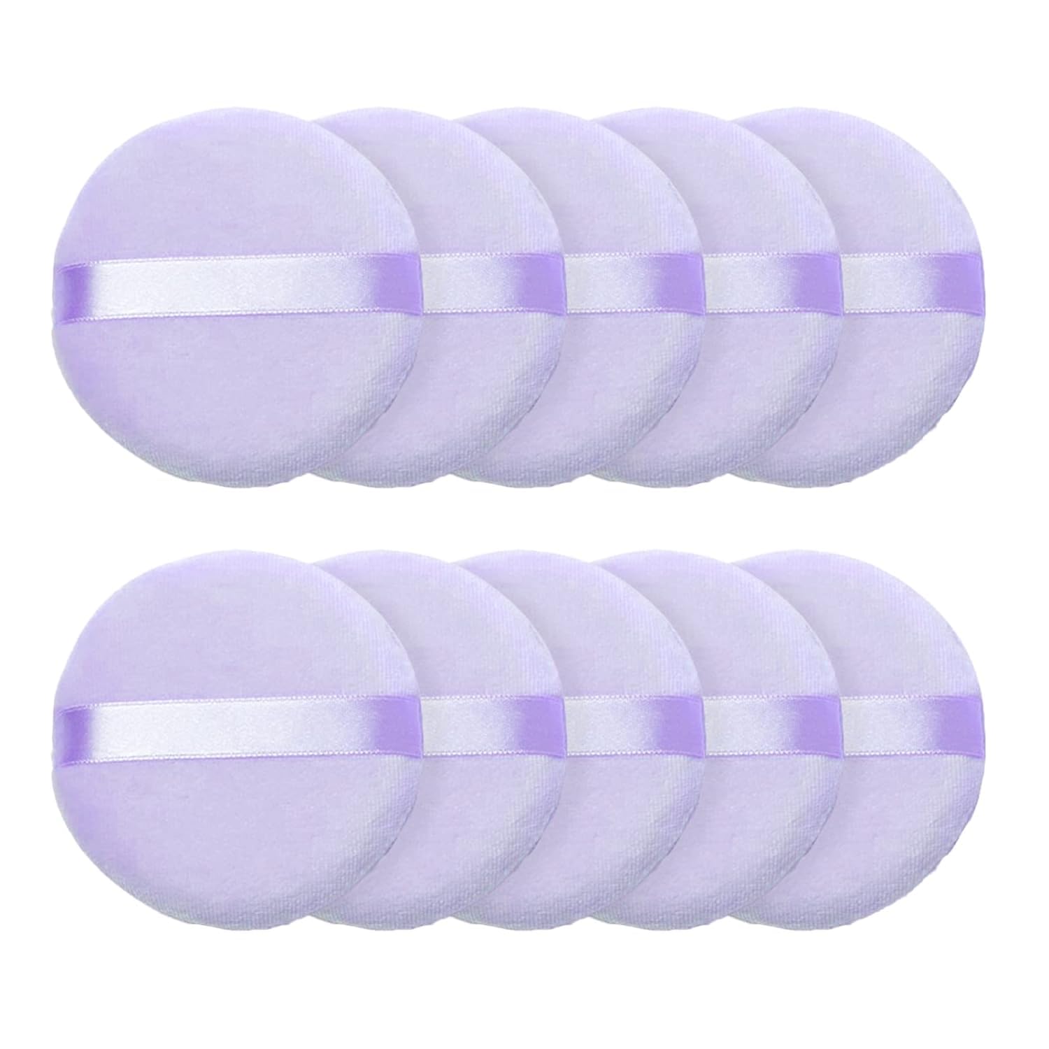 10 Pieces Powder Puff Face Round Makeup Puff for Loose Powder Soft Cotton Cosmetic Foundation Mineral Powder Wet and Dry Makeup Tool - Purple